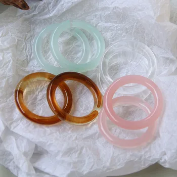 5pcs יפני וקוריאני ההגירה פשוטה פשוטה פשוטה הטבעת diy שרף קר רוח טבעת, עגילים, אביזרים לשיער שקיות תליון חומרים