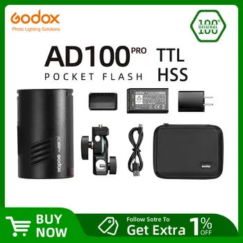 Godox AD100Pro TTL 100Ws חיצוני פלאש פלאש חיצוני האלחוטי של 2.4 G X AD100 PRO כיס Flash For Sony Nikon Canon Fujifilm PK AD200