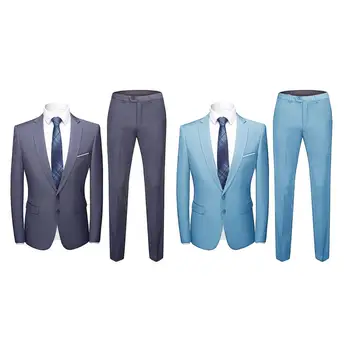 1 סט מסוגנן רשמית החליפה להגדיר נוח בלייזר המכנסיים כיסים שרוול ארוך צבע טהור יחיד עם חזה חליפה