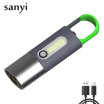 חיצוני נייד קמפינג עמיד למים תאורה נטענת USB פנס LED מסוג C חזק אור פנס תאורה חיצונית