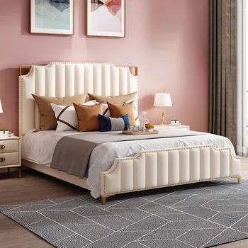 תוספות אור יוקרה בסגנון אמריקאי רך ערלה עכשווי, מכווצים מאסטר חדר שינה עם מיטה זוגית הוא 2 מטר המיטה הגדולה סול