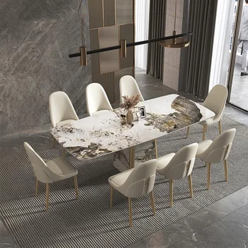 לבן רוק לוח שולחן האוכל יוקרה אבן מודרני מינימליסטי High-end הפוסט-מודרנית מעצבת דגם ארט Mesas ריהוט הבית GY50CZ