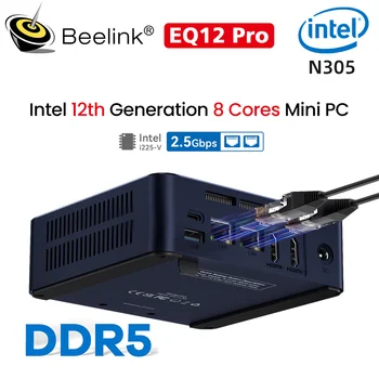 Beelink EQ12 Pro Mini PC-12 Gen Intel Core i3 N305 N100 16GB DDR5 500GB 1T PCle SSD Wifi6 BT5.2 2.5 Gbps שולחן מחשב גיימר