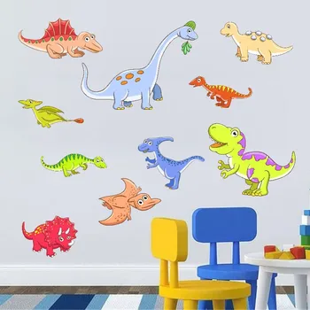 Creative DIY דינוזאור מדבקות קיר חיות מצוירות מדבקה מתבגר ילד חדר ילדים קישוט קיר ציור קיר Pegatinas דה ונקייה