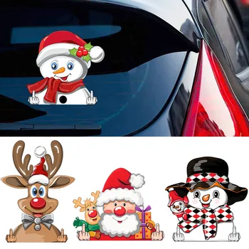 חג המולד סנטה קלאוס אייל שלג סדרה המכונית מצחיק מדבקות צבעוניות עבור שמח חג המולד בבית המכונית סטיילינג לחלון הדלת Decors מדבקות