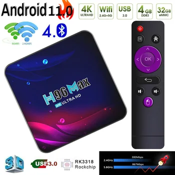 H96 מקס Smart TV Box Android 11 4K HD Google שליטה קולית 2.4 G/ 5G Wifi Bluetooth מקלט Media Player HDR USB 3.0 Set Top Box
