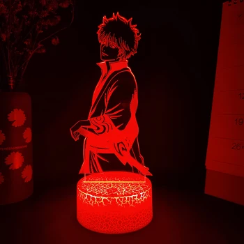 GINTAMA להבין סאקטא Gintoki מנורת LED מנגה בסגנון ארט דקו תאורה קישוט חדר השינה ליד המיטה שולחן ההתקנה Gintoki אספנות