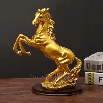 יצירתי נורדי שרף מדומה חיה רטרו סוס זהב קישוטים מלאכת יד בבית המודרני קישוט שולחן הסלון צלמית