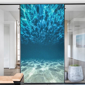 חלון סרט פרטיות האוקיינוס ללא דבק זכוכית מדבקת הגנה מפני השמש חום שליטה וילונות גוון חלון עבור Homedecor