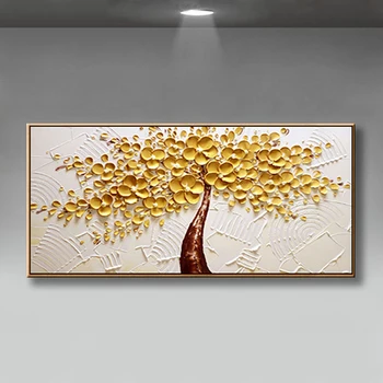 3D סכין מזל עץ ציור שמן עבה שמן על בד צבוע ביד ציור שמן אמנות קיר חדר השינה בבית ציור דקורטיבי התמונה