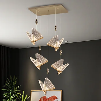 נברשת אור מודרני מינימליסטי אקרילי צבעוני פרפר סלון וילה חרקים הביתה מנורת תקרה תליון תאורה פנימית