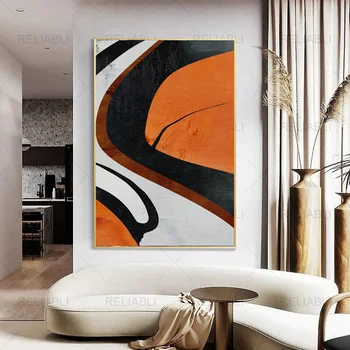 מודרני גיאומטרי מופשט כתום ציור דקורטיבי אמנות פוסטר קנבס הדפסה הביתה הקיר בסלון אמנות התמונה