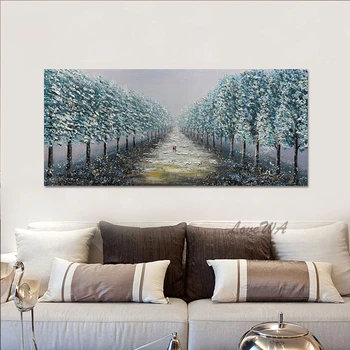 מופשט אמנות ציור שני-שורה עץ 3d תמונה יפה נוף יד ציור אומנות קנבס ממוסגרים שטיחי קיר קישוט
