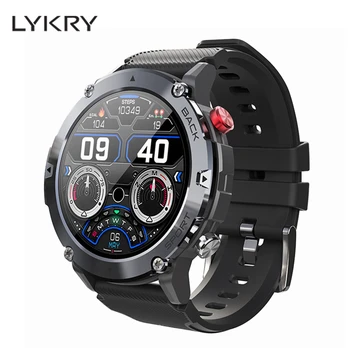 LYKRY C21 שעון חכם לגברים חיצונית כושר גשש ספורט הלהקה Bluetooth שיחה IP68, עמיד למים, זמן המתנה 2023 שעונים חכמים