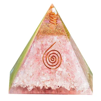אבן טבעית Orgonite פנינה הפירמידה גבישי אנרגיה מחולל ריפוי רייקי צ ' אקרה, מדיטציה קישוטים מלאכת יד משרד ביתי