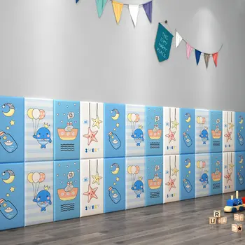 חדר ילדים מדבקות קיר 3D עצמית דבק טפטים בגן קישוט קיר המיטה מרופדים קיר המתחם