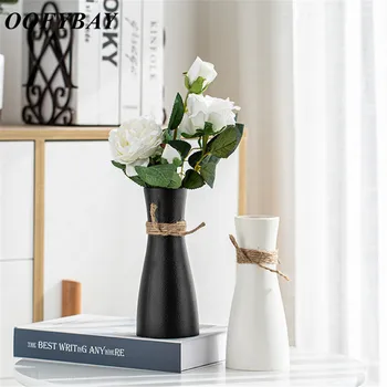 אירופה קרמיקה שחור לבן, אגרטל פרחי פשוטה סידור פרחים המשרד יין ארון שולחן העבודה קישוטים קישוט הבית