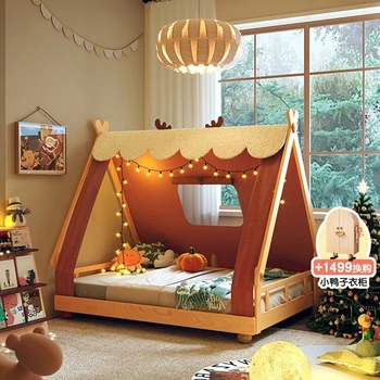 יער המיטה נורדי עץ מלא ילדים המיטה של הילדה העריסה מודרני ילד מיטת עץ אוהל מיטה בית עץ למיטה מיטת יחיד