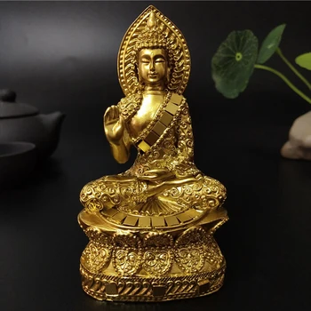 הזהב תאילנד פסל בודהה הביתה קישוט הגן הינדי פנג שואי מדיטציה להתפלל בודהה פיסול קישוטים, פסלים