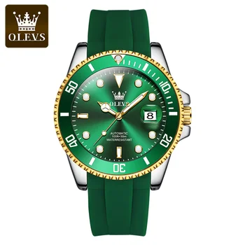 OLEVS מותג אופנה גברים אוטומטיים מכאני שעון יוקרה שמלת שעון עם תאריך גברים קלאסי עמיד למים Rotatable לוח השעון