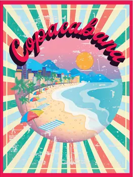 מתכת פלאק וינטאג', רטרו בסגנון חוף קופקבנה (copacabana beach בחוף קלאסי פח, דלת כניסה בציר עיצוב