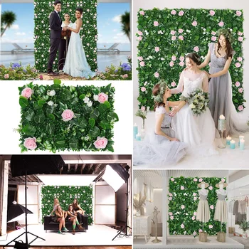 4pcs פרחים מלאכותיים תאשור קיר ירוק דשא רקע לוחות נוי גידור צמחים גן גדר מסיבת חתונה רקע