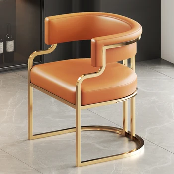 נורדי זהב הרגליים האוכל, כיסאות יוקרה מעור מעצב בסלון טרקלין כיסא ארגונומי יחיד ספה תמיכה לגב בר רהיטים