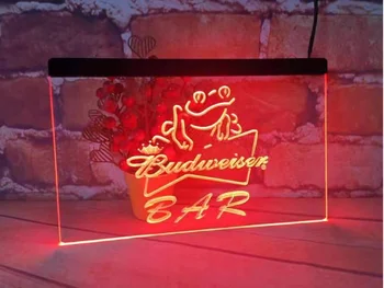 באדוויזר צפרדע בר בירה חדשה גילוף סימנים בר LED שלט ניאון