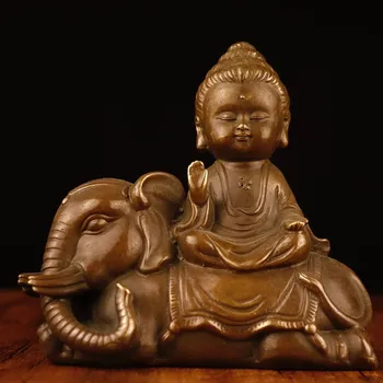 פליז, נחושת Manjusri Samantabhadra הבודהיסטווה פסל קישוט קישוט הבית באביזרים הסלון תפילה אספקה