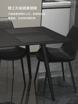 טהור צפחה שחור שולחן מודרני פשטות אור יוקרה שחור שולחן ארוחת ערב בסגנון איטלקי היא פשוטה מאוד