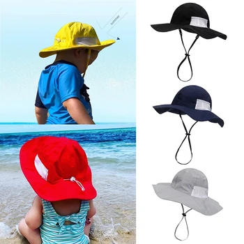 הילדים לאביב קיץ לילדים קרם הגנה כובע תינוק כובע השמש שחייה דש שווי חיצוני קל משקל התינוק נטו הכובע על 0-6 שנים