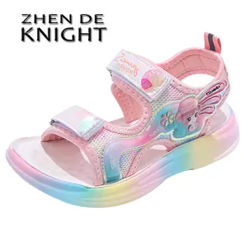 בנות סנדלי אופנה רך הבלעדי חמוד לילדים של הנסיכה נעליים 2023 חדש של בנות ורוד אנטי להחליק קיץ נעלי החוף