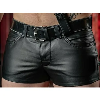 ניו ההגעה חמה מכירת צבע טהור PU מזדמנים גברים של מכנסיים מעור