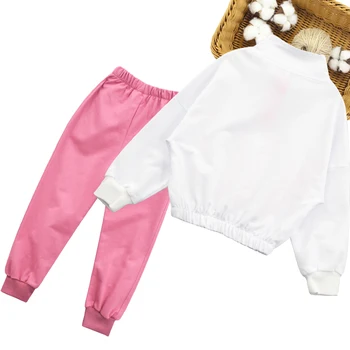 בנות ספורט בגדים להגדיר סווטשירט + מכנסיים בגדים לנערות תבנית מכתב תחפושת ילדה ילדים בגיל ההתבגרות של אדידס