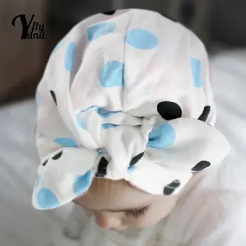 Yundfly חמוד קריקטורה הדפסה היילוד כובע, כפפות להגדיר אופנה פסים אוזני ארנב תינוק כובעי תינוק אנטי-תפוס הפנים להגן על כפפת