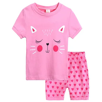 SAILEROAD קרן פיג 'מה עבור בנות חתול קיץ לילדים פיג' מה מגדיר ילדים קצר שרוול פיג ' מה בנים כותנה Pijamas הלבשת לילה