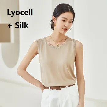 Lyocell משי קיץ אפוד 2023 גבי החלק העליון של נשים טנק בגדים עבור נשים חולצה לבנה ביגוד סקסי מחוך שחור אופנה חולצות חמוד