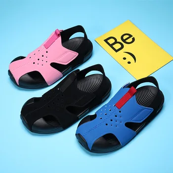 קיץ לילדים סנדלים לילדים בנות סנדלי בנים חוף סנדל Baotou איכות עור Non-להחליק רכות תחתונה מטוסים נעליים
