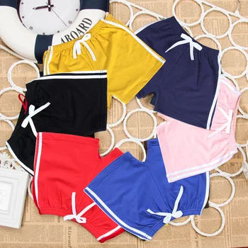 מכנסיים קצרים עבור הפעוט קיץ בנים בנות מוצק ספורט מכנסיים קצרים מזדמנים כותנה קצרים חוף מכנסיים ילדים הבגדים 2-14 שנים.