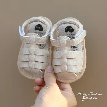 2023 סנדלי קיץ התינוק עור PU ילדה תינוק נעלי גן ילדה סנדלים סוליית גומי שטוח נגד החלקה הראשונה הליכונים לתינוק נעליים