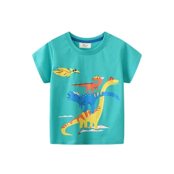 קפיצה מטרים הקיץ דינוזאורים חולצות למכור חם שרוול קצר חיות הדפסה פעוטות ילדים Tees מקסימום אופנה בגדי תינוק