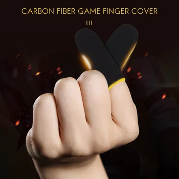 18 פינים סיבי פחמן האצבע שרוולים עבור PUBG משחקים ניידים הקש על המסך האצבע שרוולים שחור & צהוב(16 יח')