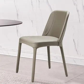 עור איטלקי האוכל הכיסא בבית מודרני פשוט משענת הכיסא אור יוקרה כיסא כיסא איפור מינימליסטי מסעדה מלון