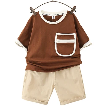 בנים בגדי קיץ חולצת טי + בגדים קצרים על בנים חולצת טי + קצר, אימונית עבור ילד סגנון מקרית ילדים הבגדים
