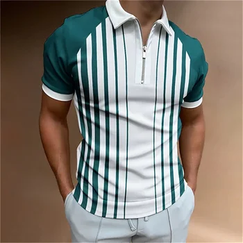 חולצות פולו גולף פסים שרוול קצר רוכסן סגנון קוריאני בגדי יוקרה חולצה 2023 באיכות גבוהה החולצה של הגברים מקסימום יוקרה חדש