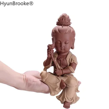 באיכות גבוהה קטנים פסל בודהה נזיר פסלון ודו יוגה מנדלה תה מחמד סגול זן מלאכת יד קרמיקה דקורטיביים מקרמיקה