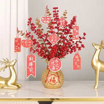 סיני פו אגרטל פרחי שרף ארגון סיוע ביתיים מיכל סיני מסיבת שנה חדשה קישוט מתנה 55KF