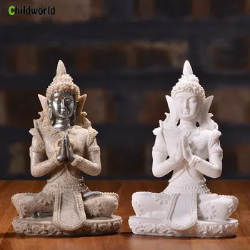 פסל אבן חול בודהה פסלונים מיניאטוריים שרף מלאכת יד יצירתיים קישוט הבית באביזרים מודרניים קישוטים הביתה אביזר