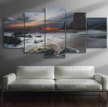 יפה לים גל 5 פיסת אמנות קיר קנבס הדפסה HD מודרני להדפיס פוסטר ציורים, ציור שמן סלון עיצוב הבית תמונות