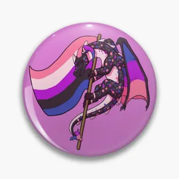 Genderfluid גאווה דגל הדרקון 3 Editi להתאמה אישית רך כפתור סיכת מתכת תג נשים המאהב כובע בגדים צווארון הסיכה מצחיק